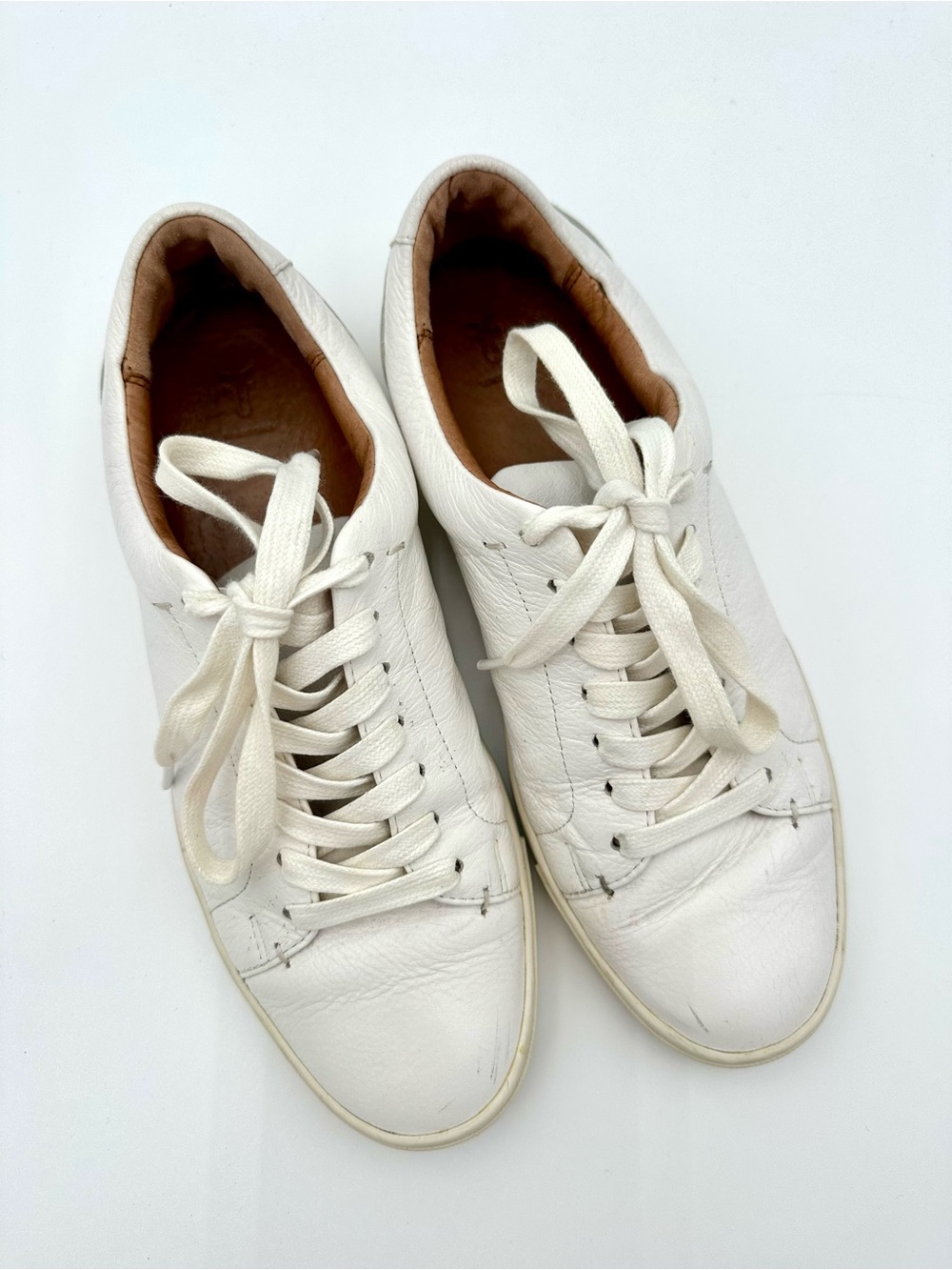 Frye White Leather Low-Top Sneakers